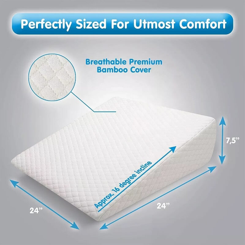 Premium Bed Wedge Pillow With Memory Foam